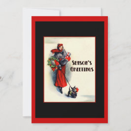 Invitación Mujer con abrigo rojo con Open House de Scottish T