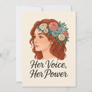 Invitación Mujer con cabeza floral, empoderamiento femenino