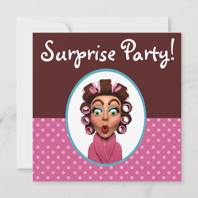 Invitación Mujer con currículum sorprende Fiesta (Anverso)
