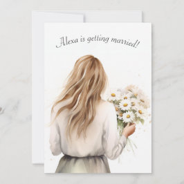 Invitación Mujer Con Daisy Bouquet Bridal Shower