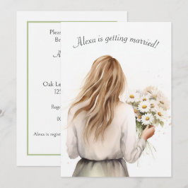 Invitación Mujer Con Daisy Bouquet Bridal Shower
