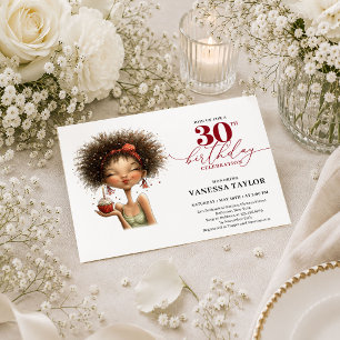 Invitación Mujer con humor elegante Cumpleaños 30 Marsala Fie