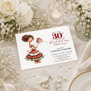 Invitación Mujer con humor extravagante cumpleaños 30 Marsala