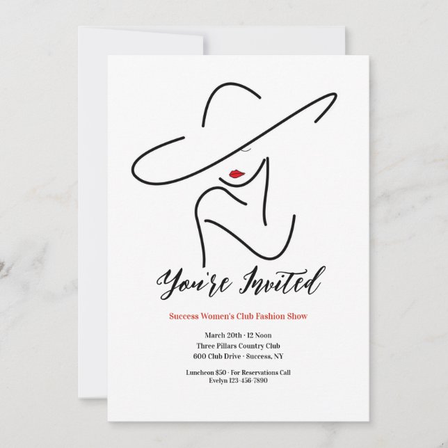Invitación Mujer con labios rojos (Anverso)