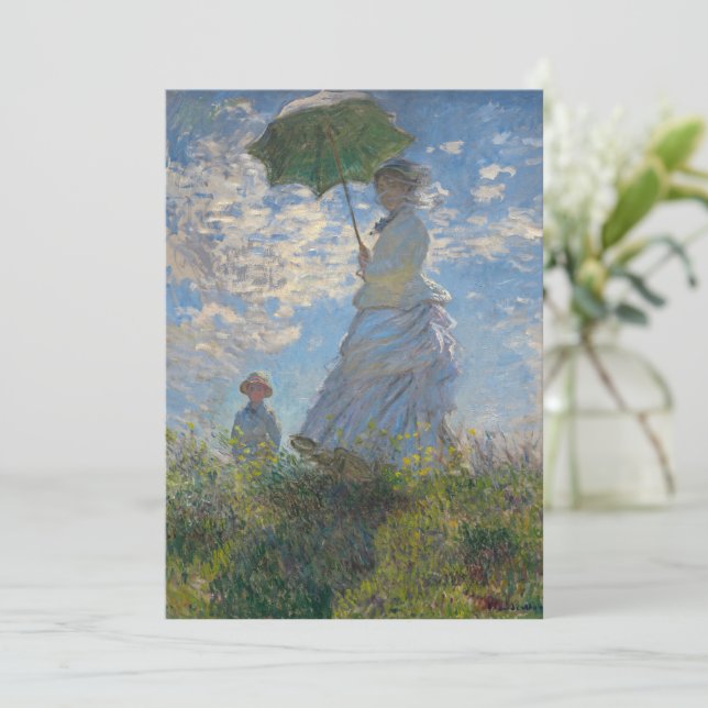 Invitación Mujer con parasol | Paisaje francés (Anverso de pie)