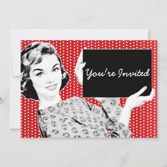Invitación Mujer con Rótulo de los años 50 (Anverso)
