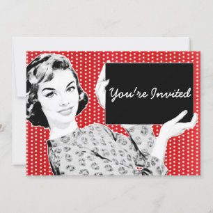 Invitación Mujer con Rótulo de los años 50