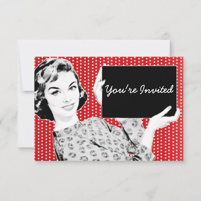 Invitación Mujer con Rótulo de los años 50 (Anverso)