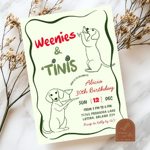 Invitación Mujer Cumpleañera de Tinis y Weenies