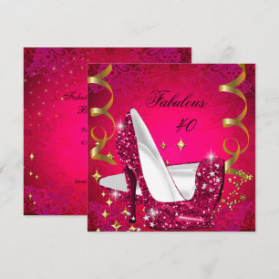 Invitación Mujer de 40 años fabulosa tacones rosados rojos do