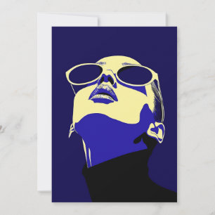 Invitación Mujer de arte pop audaz con gafas de sol