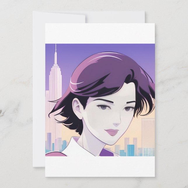 Invitación Mujer de belleza al estilo neoyorquino (Anverso)