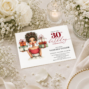 Invitación Mujer de dibujos animados de moda Cumpleaños 30 Ro