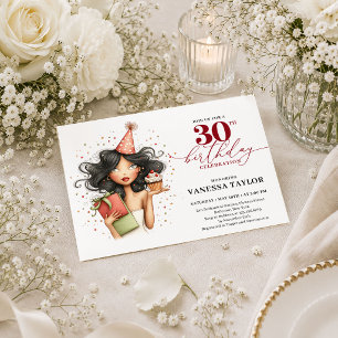 Invitación Mujer de Dibujos Animados Divertidos Cumpleaños 30