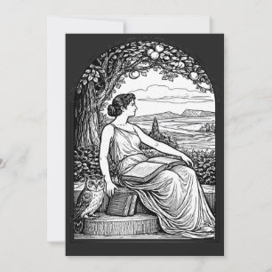 Invitación Mujer de época Art Nouveau leyendo bajo un árbol