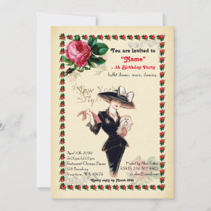 Invitación Mujer de fiesta de cumpleaños Cualquier edad, esti