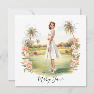 Invitación Mujer de golf Golfista en campo de golf Bridal