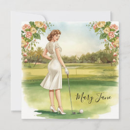 Invitación Mujer de golf golfista en campo de golf Nupcial 