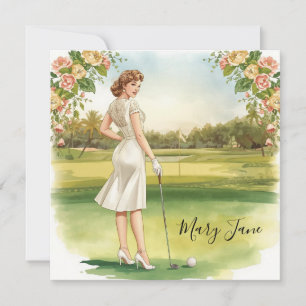 Invitación Mujer de golf golfista en campo de golf Nupcial