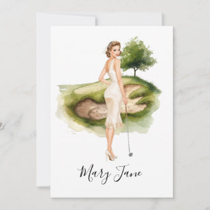 Invitación Mujer de golf Golfista en campo de golf Nupcial