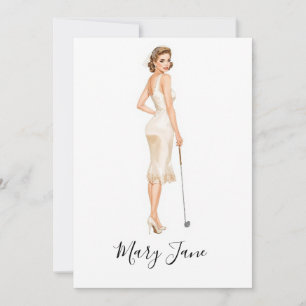 Invitación Mujer de golf jugadora de golf en campo Bridal