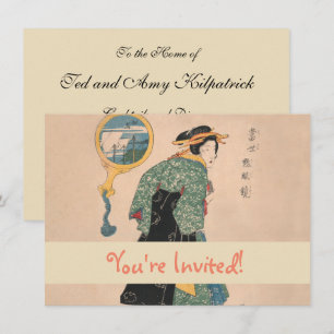 Invitación Mujer de kimono japonés antiguo Ukiyo-e grabado en