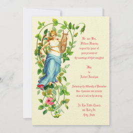 Invitación Mujer de la era victoriana y golpe con Boda Rosa