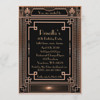 Invitación Mujer de la fiesta de cumpleaños, oro rosado,