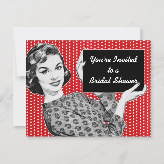 Invitación Mujer de los años 50 con ducha de Rótulo (Anverso)