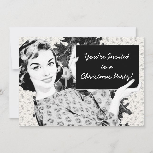 Invitación Mujer de los años 50 con Rótulo de Navidades V2 (Anverso)