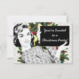 Invitación Mujer de los años 50 con Rótulo Navidad