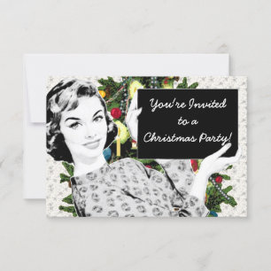 Invitación Mujer de los años 50 con Rótulo Navidad