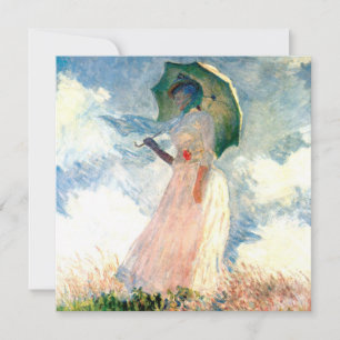 Invitación Mujer de Monet con un Paraguas de frente a la Izqu