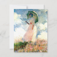 Mujer de Monet con un parasol de frente a la izqui