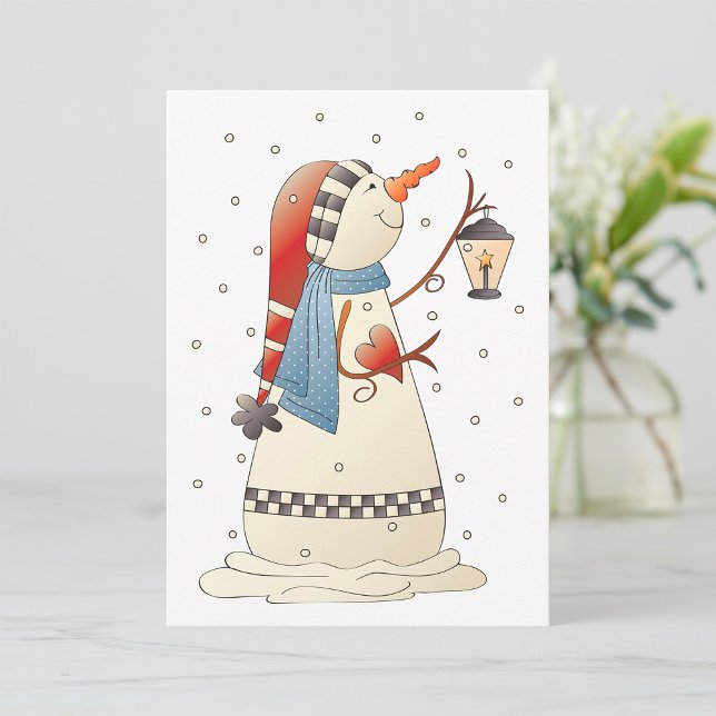 Invitación Mujer de nieve adorable de invierno con linterna (Subido por el creador)
