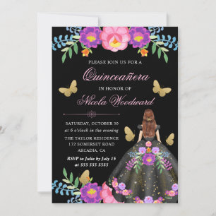 Invitación Mujer de pelo rojo en vestido floral mexicano Quin