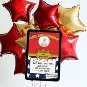 Invitación Mujer de un dólar, cumpleaños de superhéroe 1