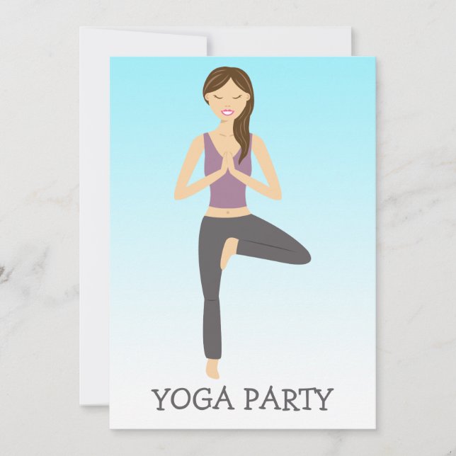Invitación Mujer De Yoga En Un Fiesta De Yoga De Pose De Árbo (Anverso)