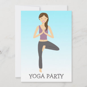 Invitación Mujer De Yoga En Un Fiesta De Yoga De Pose De Árbo
