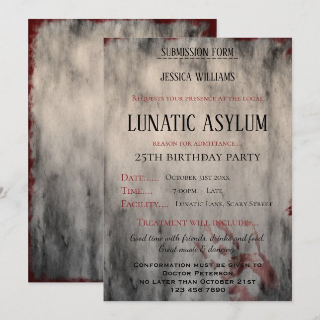Invitación Mujer del asilo loco, fiesta de cumpleaños de s (Anverso / Reverso)