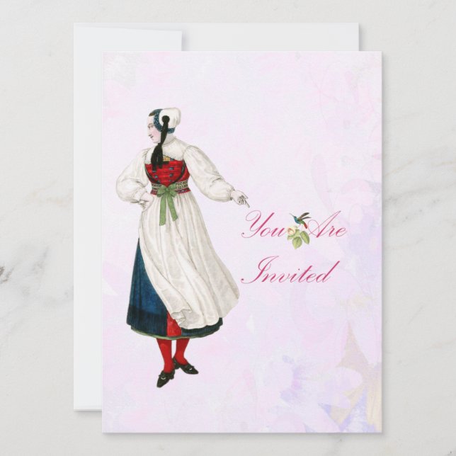 Invitación Mujer del suizo del Victorian (Anverso)