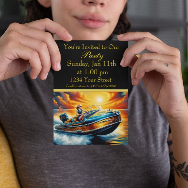 Invitación Mujer disfrutando del FIESTA de la brisa oceánica (Subido por el creador)