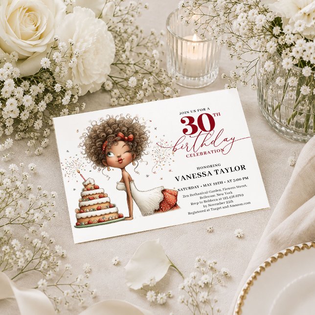 Invitación Mujer Divertida Cumpleaños 30 Script Marsala Rojo  (Funny Woman 30th Birthday Marsala Script Red Party Invite

)