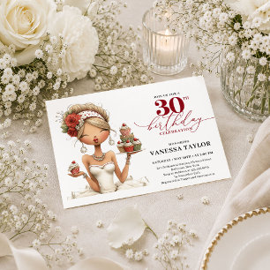 Invitación Mujer divertida elegante Cumpleaños 30 Script Mars
