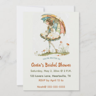 Invitación Mujer Editable Con Ducha Británica De Paraguas