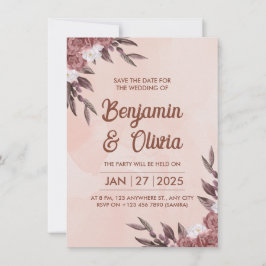 Invitación Mujer elegante con arte acuático Peonies