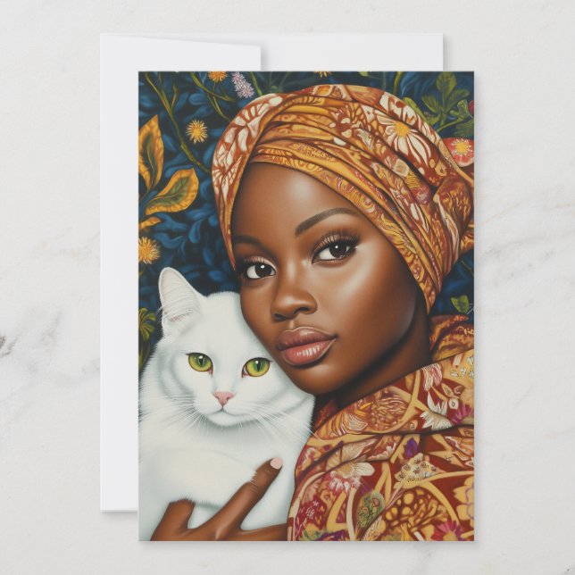 Invitación Mujer elegante con gato (Anverso)