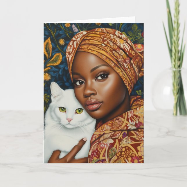 Invitación Mujer elegante con gato (Anverso)