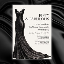 Mujer Elegante Vestido Negro Fabuoso Cumpleaños 50
