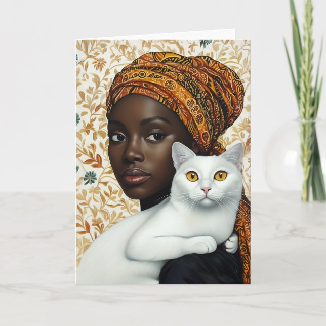 Invitación Mujer elegante y gato (Anverso)